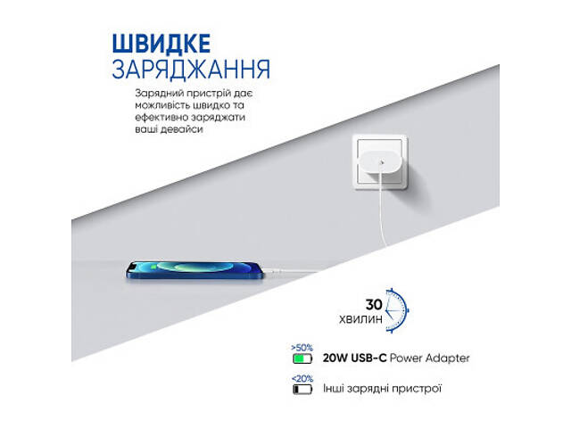 Зарядний пристрій Armorstandart AMHJ83 20W USB-C White + кабель USB-C to Lightning (ARM77724) - Фото 7