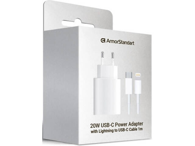 Зарядний пристрій Armorstandart AMHJ83 20W USB-C White + кабель USB-C to Lightning (ARM77724) - Фото 8
