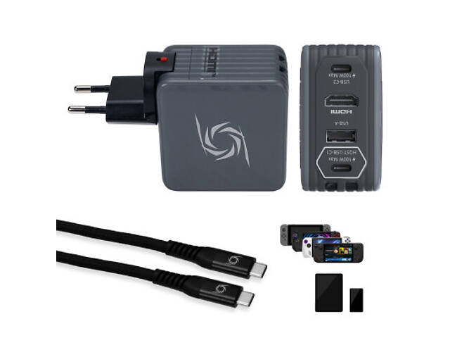 Зарядний пристрій AVerMedia GC313 CORE GO 100W 2xUSB-C 1xUSB-A 1xHDMI black (40AAGC313AWN) - Фото 1