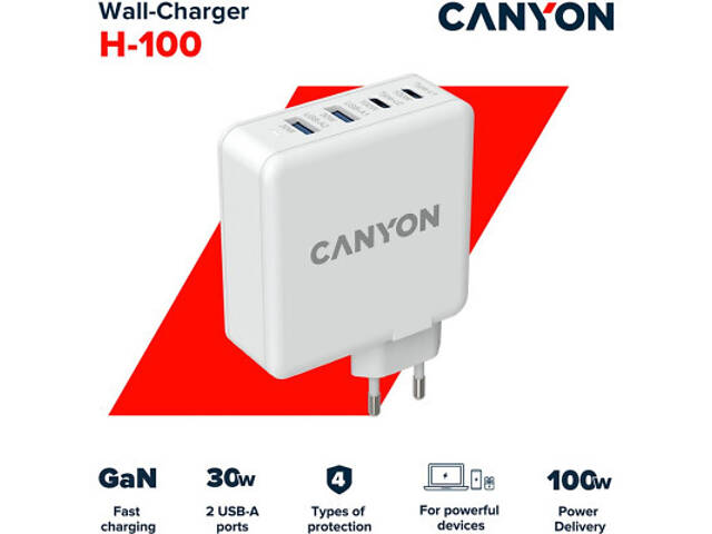 Зарядний пристрій Canyon GAN 100W (CND-CHA100W01) - Фото 4
