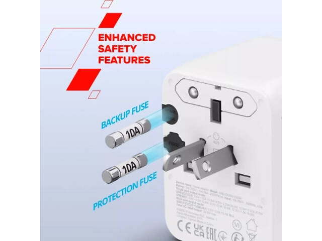 Зарядний пристрій Canyon OnTour 20 2xUCB-C + USB-A EU/UK/US/AUS 20W White (CNS-TA20W1005W) - Фото 4