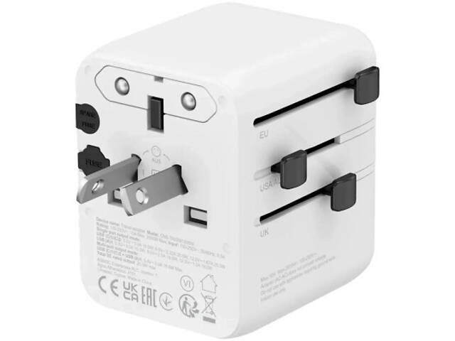 Зарядний пристрій Canyon OnTour 20 2xUCB-C + USB-A EU/UK/US/AUS 20W White (CNS-TA20W1005W) - Фото 8