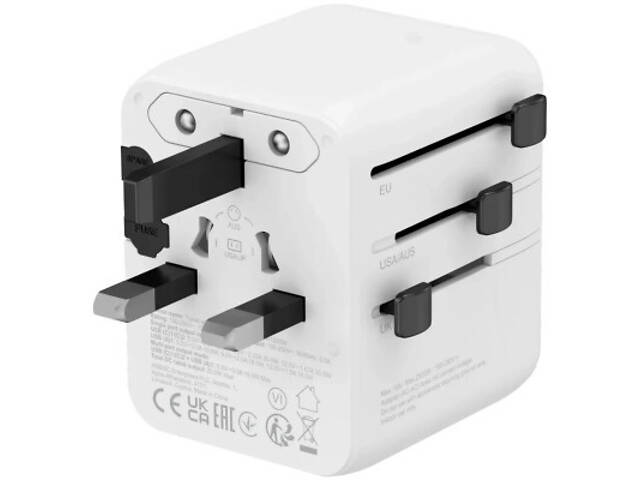 Зарядний пристрій Canyon OnTour 20 2xUCB-C + USB-A EU/UK/US/AUS 20W White (CNS-TA20W1005W) - Фото 9