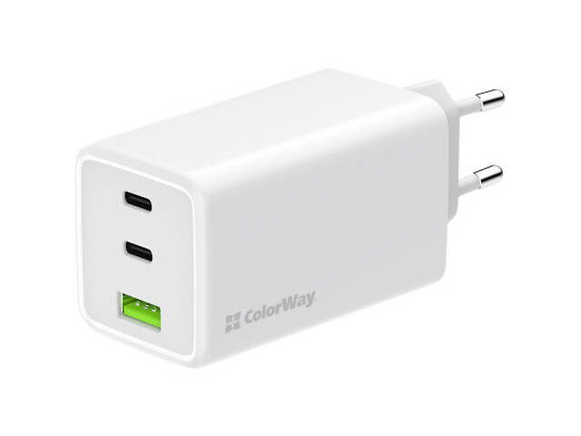 Зарядний пристрій ColorWay C101B GaN Mini 100W PD PPS 2xUSB-C + USB-A white (CW-CHS061PD-WT) - Фото 1