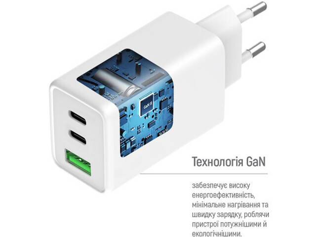 Зарядний пристрій ColorWay C101B GaN Mini 100W PD PPS 2xUSB-C + USB-A white (CW-CHS061PD-WT) - Фото 3