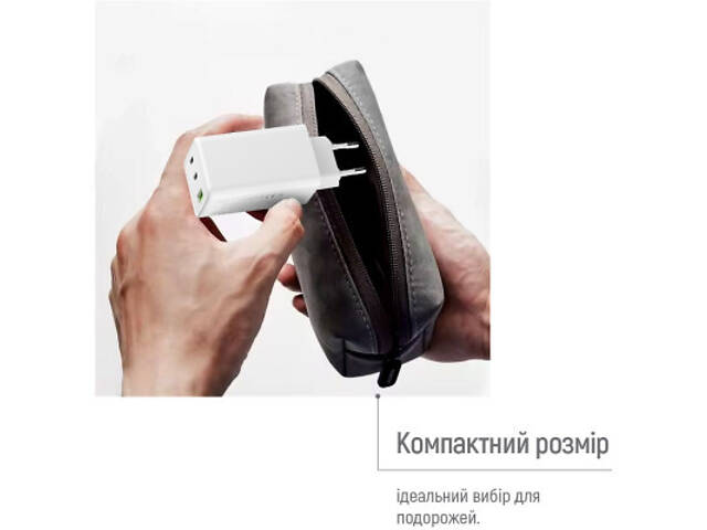 Зарядний пристрій ColorWay C101B GaN Mini 100W PD PPS 2xUSB-C + USB-A white (CW-CHS061PD-WT) - Фото 6