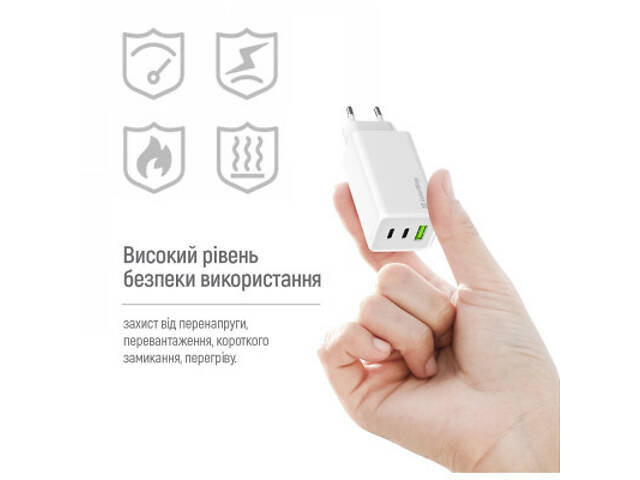 Зарядний пристрій ColorWay C101B GaN Mini 100W PD PPS 2xUSB-C + USB-A white (CW-CHS061PD-WT) - Фото 7