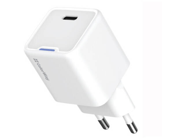 Зарядний пристрій ColorWay C101C GaN Mini 20W PD PPS USB-C white (CW-CHS059PD-WT) - Фото 1