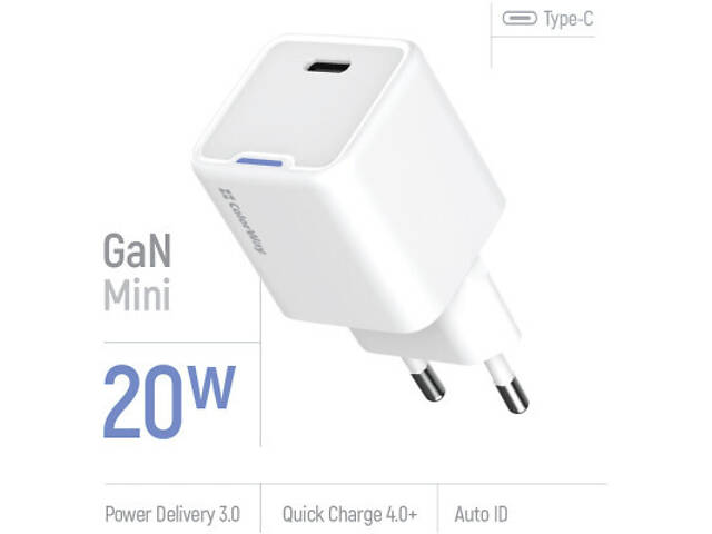 Зарядний пристрій ColorWay C101C GaN Mini 20W PD PPS USB-C white (CW-CHS059PD-WT) - Фото 2