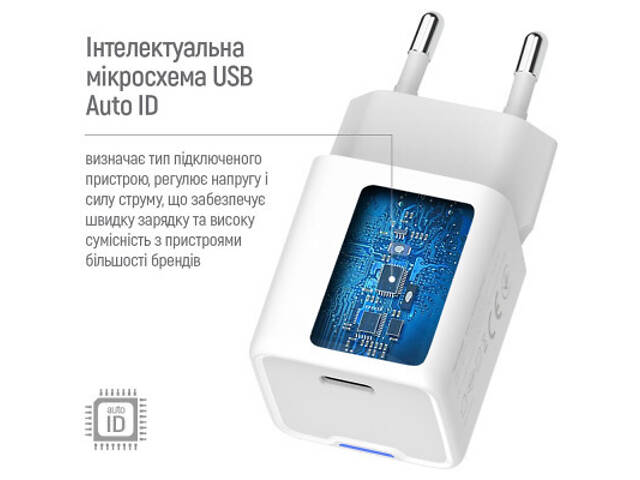Зарядний пристрій ColorWay C101C GaN Mini 20W PD PPS USB-C white (CW-CHS059PD-WT) - Фото 5