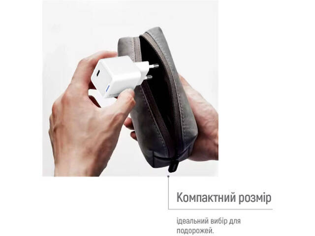 Зарядний пристрій ColorWay C101D GaN Mini 20W PD PPS USB-C + кабель USB-C to Lightning white (CW-CHS059PDL-WT) - Фото 6