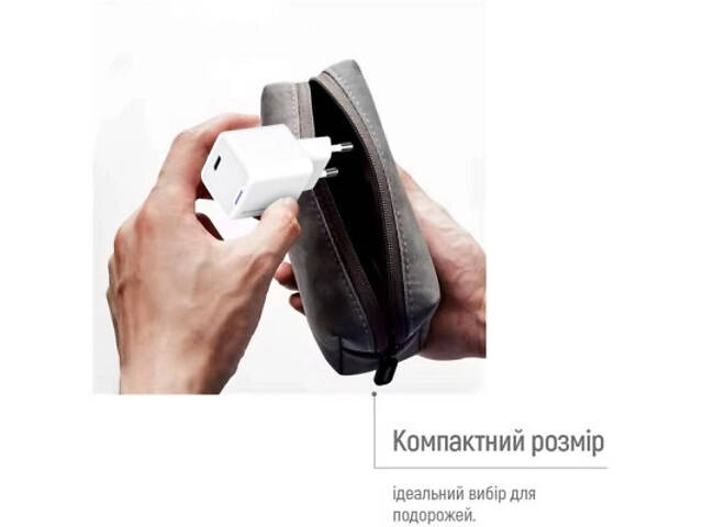 Зарядний пристрій ColorWay GaN Mini 35W PD Port PPS USB-C white cable Type-C (CW-CHS056PDC-WT) - Фото 4