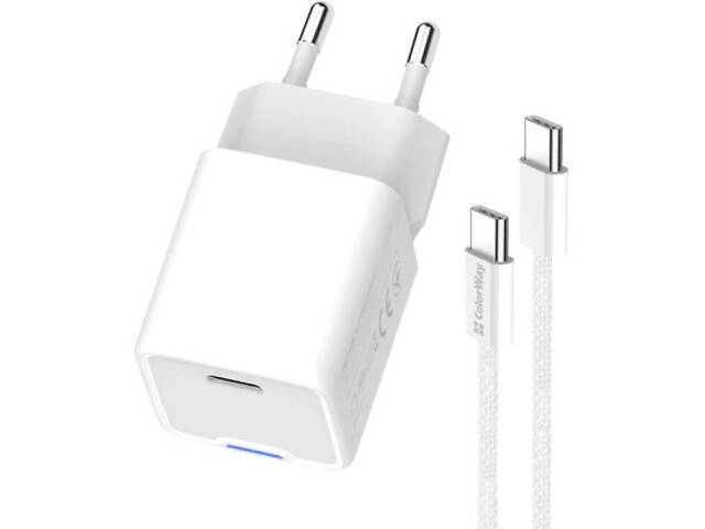 Зарядний пристрій ColorWay GaN Mini 35W PD Port PPS USB-C white cable Type-C (CW-CHS056PDC-WT) - Фото 8