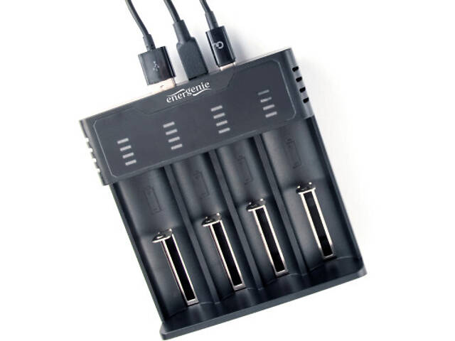 Зарядний пристрій для акумуляторів EnerGenie input:TYPE-C/Micro-USB, AAA/AA/...14650/18650, функція power bank (BC-U - Фото 2