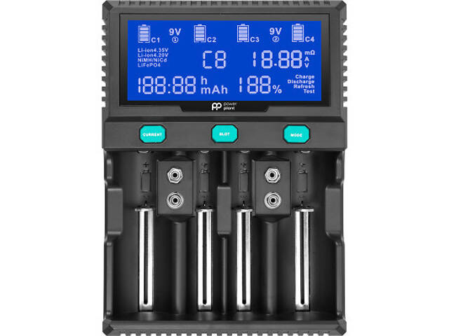 Зарядний пристрій для акумуляторів PowerPlant PP-A4 (Ni-MH, Cd, Li-ion, LiFePO4 / input AC 100V-240V DC 12V) (AA620173) - Фото 1
