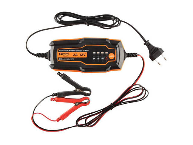Зарядний пристрій для автомобільного акумулятора Neo Tools 2А/35Вт, 4-60Ач, для кислотних/AGM/GEL (11-890) - Фото 1