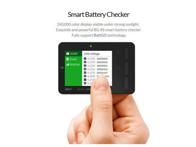 Зарядний пристрій для дрона iSDT BG-8S Battery Meter (HP0015.0013) - Фото 2