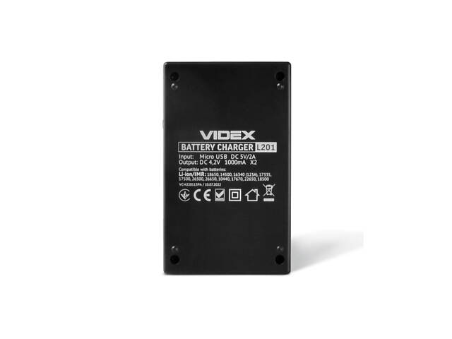 Зарядное устройство для Li-ion аккумуляторов Videx L-201 Черный (30151403) - Фото 2