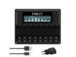 Зарядное устройство на 8 штук NI-MH аккумуляторных батареек АА или ААА c LCD экраном Palo NC32