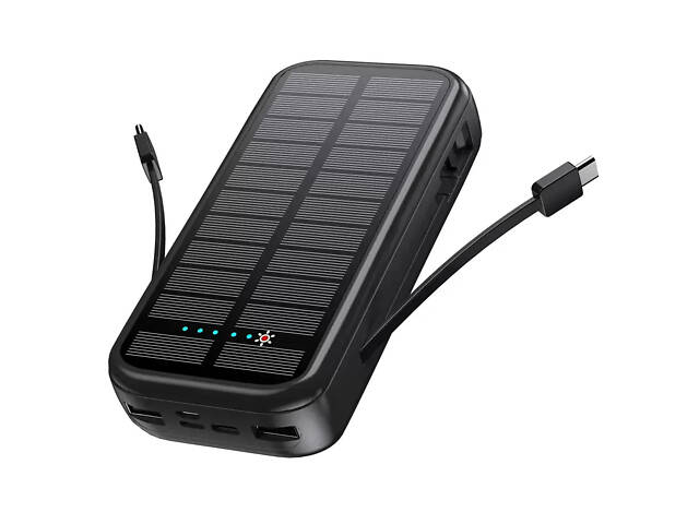 Зарядний пристрій на сонячних батареях Powerbank 20000mAh 20W P88S (Чорний) - Фото 1