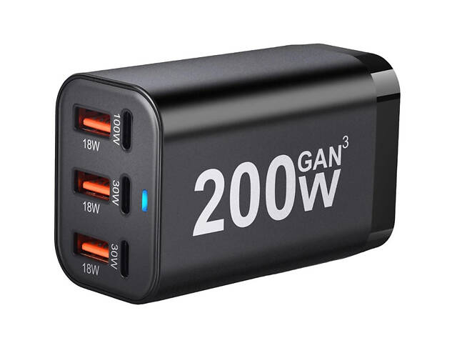 Зарядное устройство No Brand 200W-EU 200W 1xQC3.0 100W/1xQC3.0 30W/3xUSB 18W (2385322471) - Фото 1