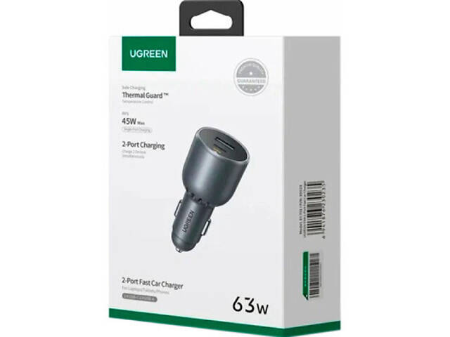 Зарядний пристрій Ugreen 2xUSB 63W (USB-C+USB-A) QC3.0 (EC701) (35023) - Фото 3