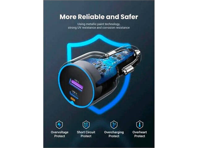 Зарядний пристрій Ugreen 2xUSB 63W (USB-C+USB-A) QC3.0 (EC701) (35023) - Фото 5