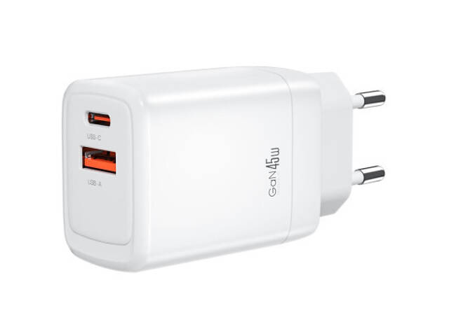 Зарядний пристрій XO CE16 67.5W USB-C PD45W + USB-A QC 22.5W White (CE16_White) - Фото 1