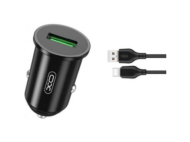Зарядний пристрій XO TZ12 QC3.0 (1USB/18W) + USB - Type-C Black (XO-TZ12-BK) - Фото 1