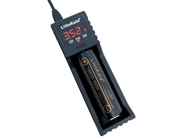 Зарядний пристрій зарядка для акумулятора 18650 та інших 1 комірка дисплей захист від перезаряду LiitoKala - Фото 1