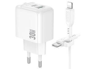 Зарядный комплект Borofone BAS45A 1USB/1Type-C PD30W/QC3.0 Type-C to Lightning 1 м White (35141_3345034)