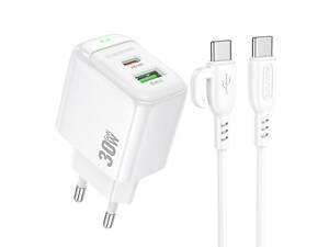 Зарядный комплект Borofone BAS45A 1USB/1Type-C PD30W/QC3.0 Type-C to Type-C 1 м White (35142_3345035)