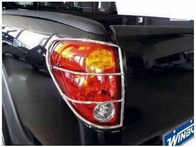 Защита задних фонарей (нержавейка, 2 шт) для Mitsubishi L200 2006-2015 гг - Фото 3