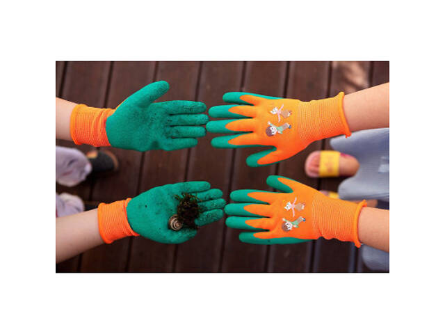 Захисні рукавички Neo Tools дитячі латекс, поліестер, дихаюча верхня частина, р.5, помаранчевий (97-644-5) - Фото 3