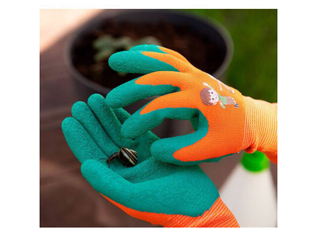 Захисні рукавички Neo Tools дитячі латекс, поліестер, дихаюча верхня частина, р.5, помаранчевий (97-644-5) - Фото 9