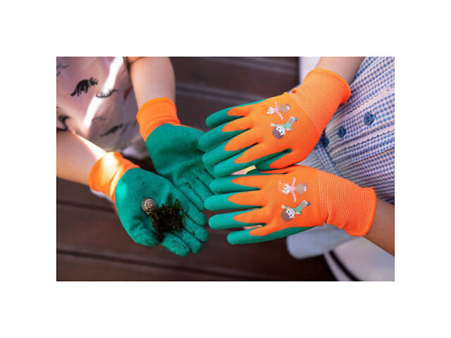Захисні рукавички Neo Tools дитячі латекс, поліестер, дихаюча верхня частина, р.5, помаранчевий (97-644-5) - Фото 2