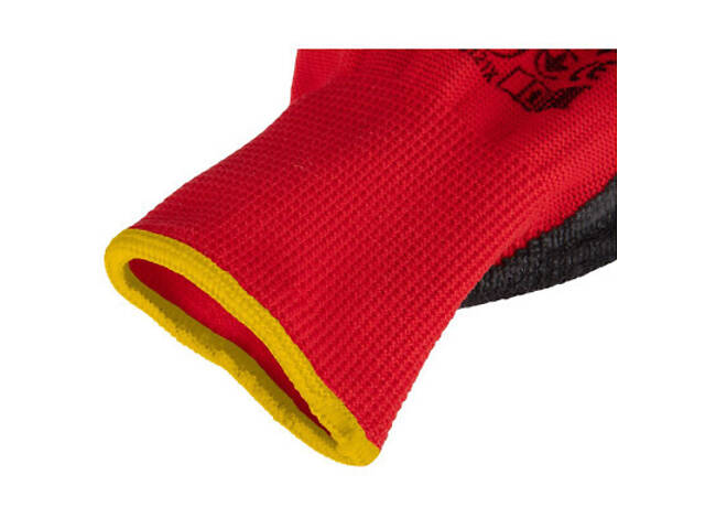 Захисні рукавички Neo Tools комплект 12шт, поліестер з латексним покриттям, р.10, червоно-чорний (97-645-10) - Фото 5