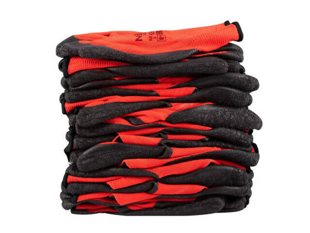 Захисні рукавички Neo Tools комплект 12шт, поліестер з латексним покриттям, р.11, червоно-чорний (97-645-11) - Фото 5