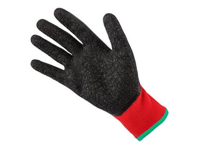Захисні рукавички Neo Tools комплект 12шт, поліестер з латексним покриттям, р.8, червоно-чорний (97-645-8) - Фото 3