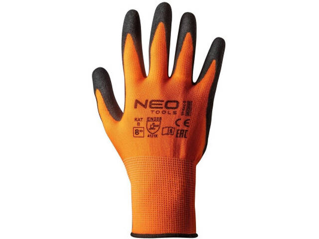 Захисні рукавички Neo Tools нітрилове покриття, поліестер, р.9, помаранчевий (97-642-9) - Фото 2