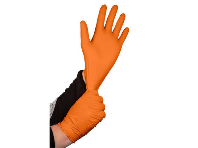 Захисні рукавички Neo Tools робочі/медичні, перфоровані нітрилові, р.M, 50шт., помаранчевий (97-690-M) - Фото 3