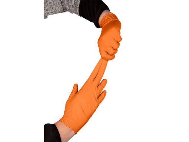 Захисні рукавички Neo Tools робочі/медичні, перфоровані нітрилові, р.M, 50шт., помаранчевий (97-690-M) - Фото 4