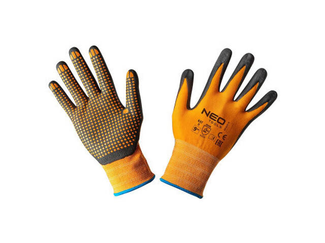 Захисні рукавички Neo Tools робочі, нейлон з нітриловими точками, р. 9 (97-621-9) - Фото 1
