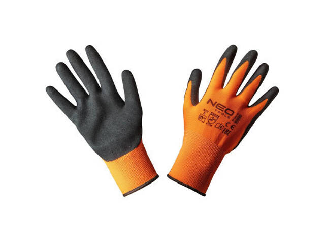 Захисні рукавички Neo Tools робочі, поліестер з нітриловим покриттям (піщаний), р. 10 (97-642-10) - Фото 1
