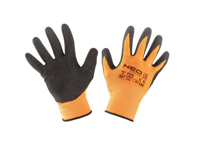 Захисні рукавички Neo Tools робочі, поліестер з латексним покриттям, р. 10 (97-641-10) - Фото 1