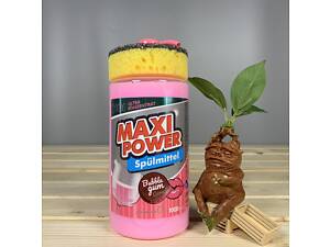 Засіб для миття посуду Maxi Power Бабл Гам з губкою, 1 л.