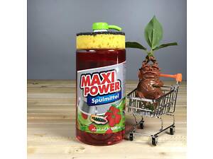 Средство для мытья посуды Maxi Power Клубника с губкой - 1 л.