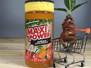 Засіб для миття посуду Maxi Power Мандарин з губкою - 1 л.