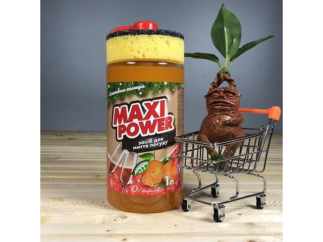 Засіб для миття посуду Maxi Power Мандарин з губкою - 1 л. - Фото 1