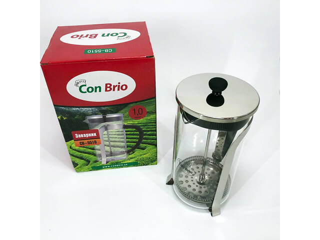 Стильний скляний чайник для заварювання Con Brio 1000 мл CB-5510, Френч-прес FP-993 для заварки - Фото 8